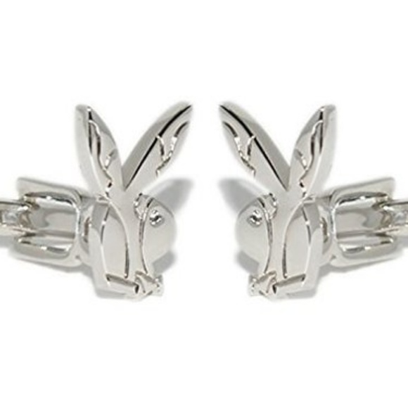Playboy Cuff Links Platinum Plated Bunny Logo - Picture 3 of 4